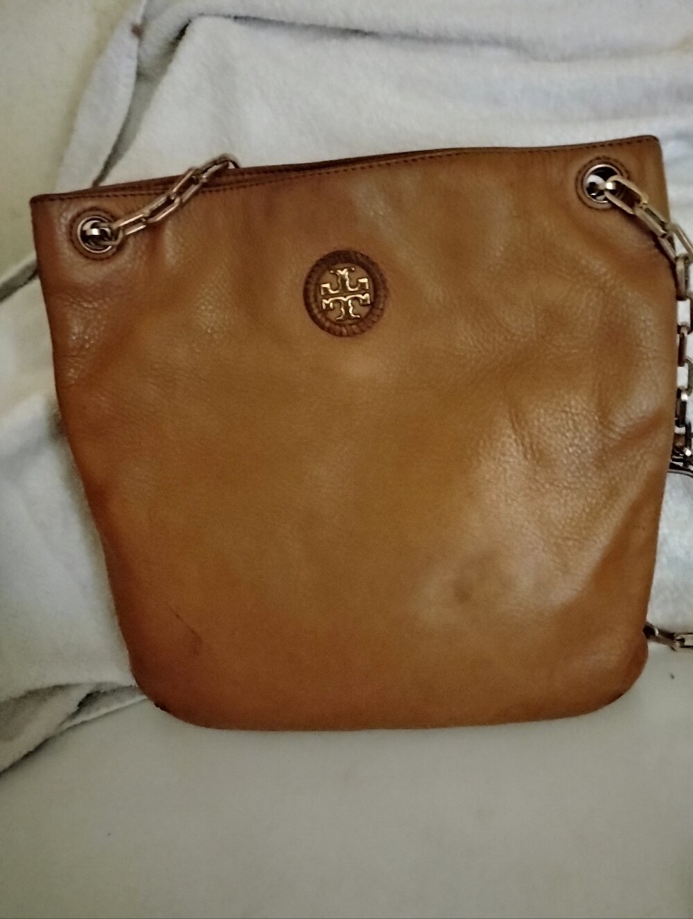 Tory Burch Cognac Leather Shoulder Bag with Chain Handles - Picture 5 of 6